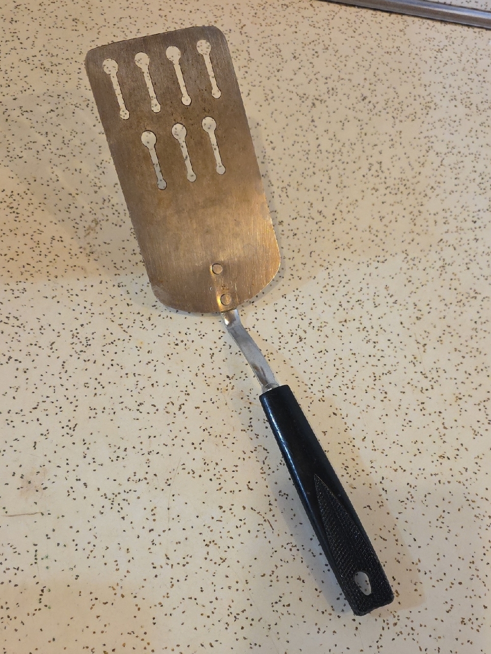 Ekco Vintage Slotted Keyhole Spatula Turner Black Handle 11" USA